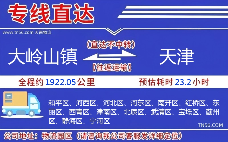 大嶺山鎮(zhèn)到天津物流公司