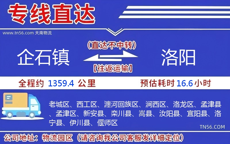 企石鎮(zhèn)到洛陽物流公司